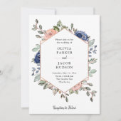 Bloemen en marine geometrisch | Bruiloft Kaart (Voorkant)