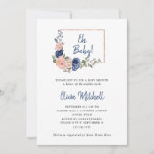 Bloemen en marine geometrisch | Oh Baby shower Kaart (Voorkant)