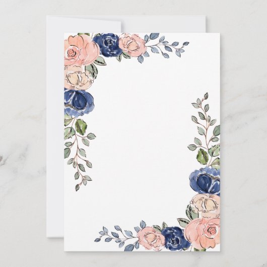 Bloemen en marine geometrisch | Oh Baby shower Kaart (Achterkant)