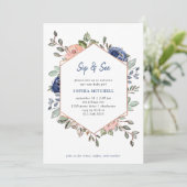 Bloemen en marine geometrisch | Sip and See Kaart (Staand voorkant)