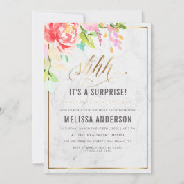 Bloemen en marmer | Gold Surprise verjaardagsfeest Kaart