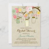 Bloemen en Mason Jars Bridal Shower Uitnodiging (Voorkant)