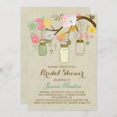 Bloemen en Mason Jars Bridal Shower Uitnodiging (Voorkant / Achterkant)