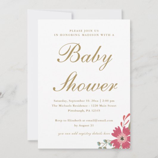  bloemen en Mint Green Baby shower Kaart (Voorkant)