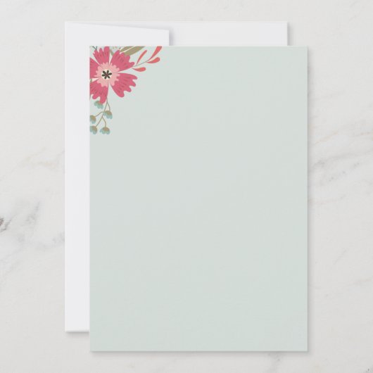 bloemen en Mint Green Baby shower Kaart (Achterkant)