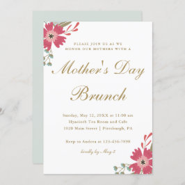 bloemen en Mint Green Moederdag Brunch Kaart