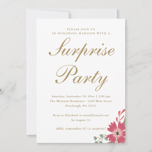 bloemen en Mint Green Surprise Party Kaart (Voorkant)