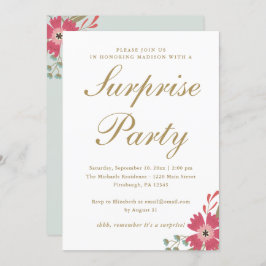 bloemen en Mint Green Surprise Party Kaart