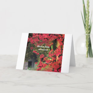 Bloemen en muur met een spiritueel bericht feestdagen kaart