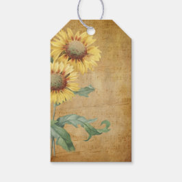 Bloemen en muzieknoten vintage cadeaulabel