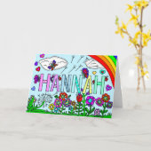Bloemen en Naam Hannah Verjaardag Kleurplaat Kaart (Gele Bloem)