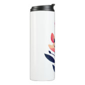 Bloemen en naam op wit thermosbeker (Gedraaid links)