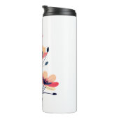 Bloemen en naam op wit thermosbeker (Geroteerd rechts)