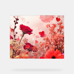 Bloemen en nog meer bloemen versieren deze romanti acryl bord