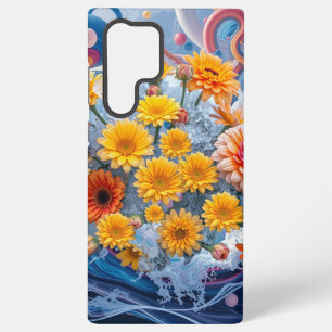 Bloemen en oceaangolven samsung galaxy hoesje