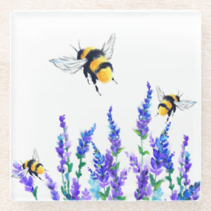 Bloemen en Onderzetter van bijen - lente Glazen Onderzetter