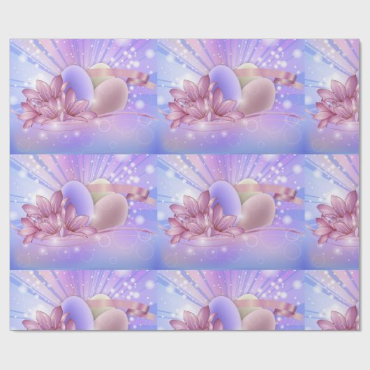 Bloemen en paaseieren cadeaupapier (Vlak)