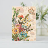 Bloemen en Paddestoel Dank u Nota Bedankkaart (Staand voorkant)