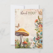 Bloemen en Paddestoel Dank u Nota Bedankkaart (Achterkant)