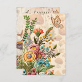 Bloemen en Paddestoel Dank u Nota Bedankkaart (Voorkant / Achterkant)