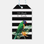 Bloemen en papegaai patroon cadeaulabel (Achterkant)