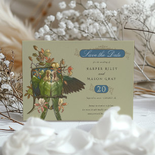  Bloemen en Papegaai 'Save the Date' Kaart