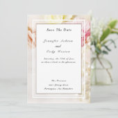 Bloemen en parelpitten save the date (Staand voorkant)