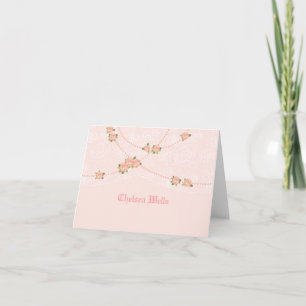 Bloemen en parels gepersonaliseerde briefkaart