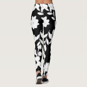 Bloemen en parels op zwart leggings (Achterkant)