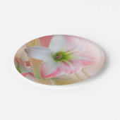 Bloemen en parels papieren bordje (Gekanteld)