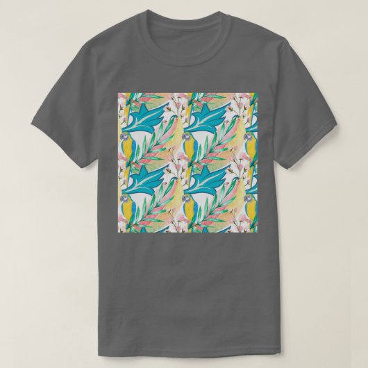 Bloemen en parrots t-shirt (Design voorkant)