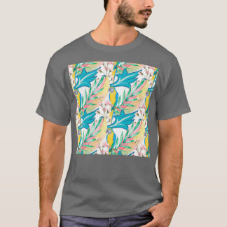 Bloemen en parrots t-shirt