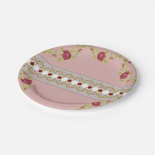 Bloemen en patroon detail papieren bordje (Gekanteld)