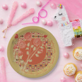 Bloemen en patroon mix papieren bordje (Feest)