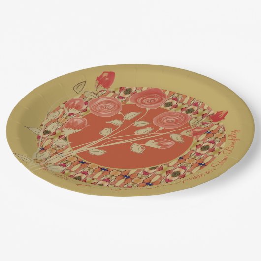 Bloemen en patroon mix papieren bordje (Gekanteld)