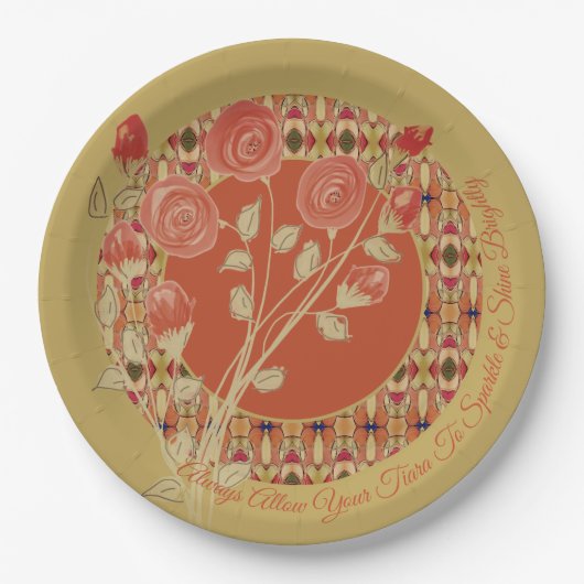 Bloemen en patroon mix papieren bordje (Voorkant)