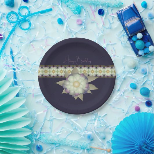 Bloemen en patroon mix papieren bordje (Feest)