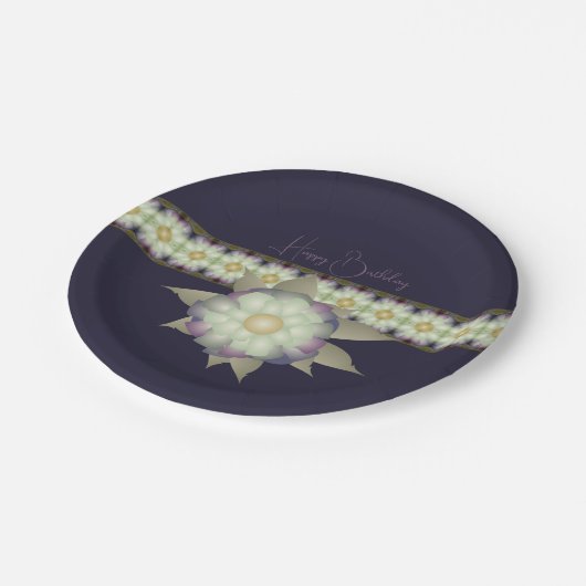 Bloemen en patroon mix papieren bordje (Gekanteld)