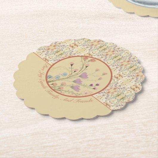 Bloemen en patroon ontwerp kartonnen onderzetters (Gekanteld)