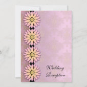Bloemen en Peachy Roze Damast bruiloft receptie Kaart (Achterkant)