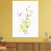 Bloemen en penselen canvas afdruk (Insitu (Woonkamer))