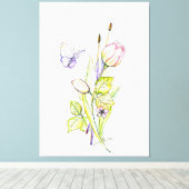 Bloemen en penselen canvas afdruk (Insitu (Houten vloer))