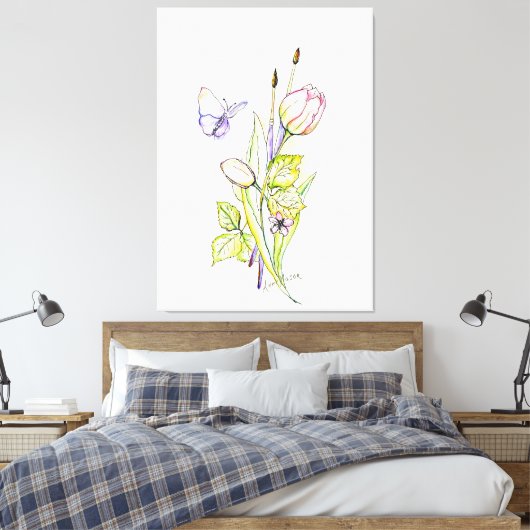 Bloemen en penselen canvas afdruk (Insitu (Slaapkamer))