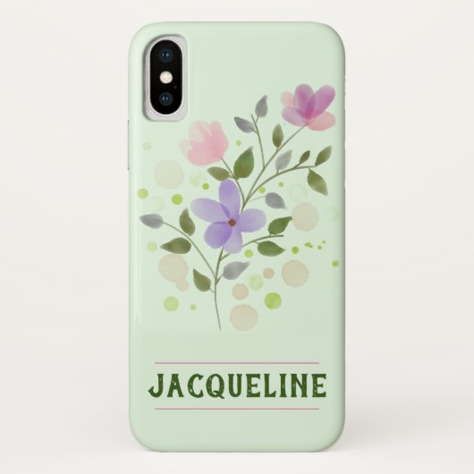 Bloemen en persoonlijke naam Jacqueline Case-Mate iPhone Case (Achterkant)
