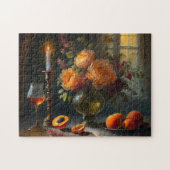 Bloemen en perziken legpuzzel (Horizontaal)