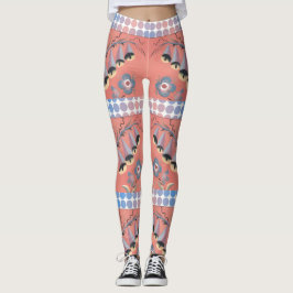 Bloemen en pioenen op een roze achtergrond leggings