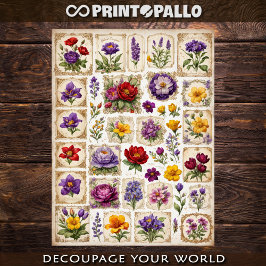 Bloemen en planten decoupage-element om #6 uit te  tissuepapier