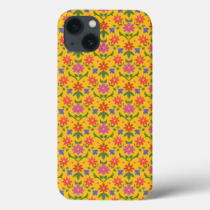 Bloemen en Polka Dots op Gele iPad Case