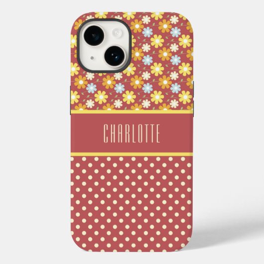 bloemen en Polka Dots Phone Case (Achterkant)