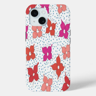 Bloemen en polka stippen voor het vieren iPhone 15 case